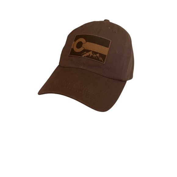 Brown Cotton Adjustable Baseball Cap With Colorado Mountains Design One Size Fit - Picture 1 of 6